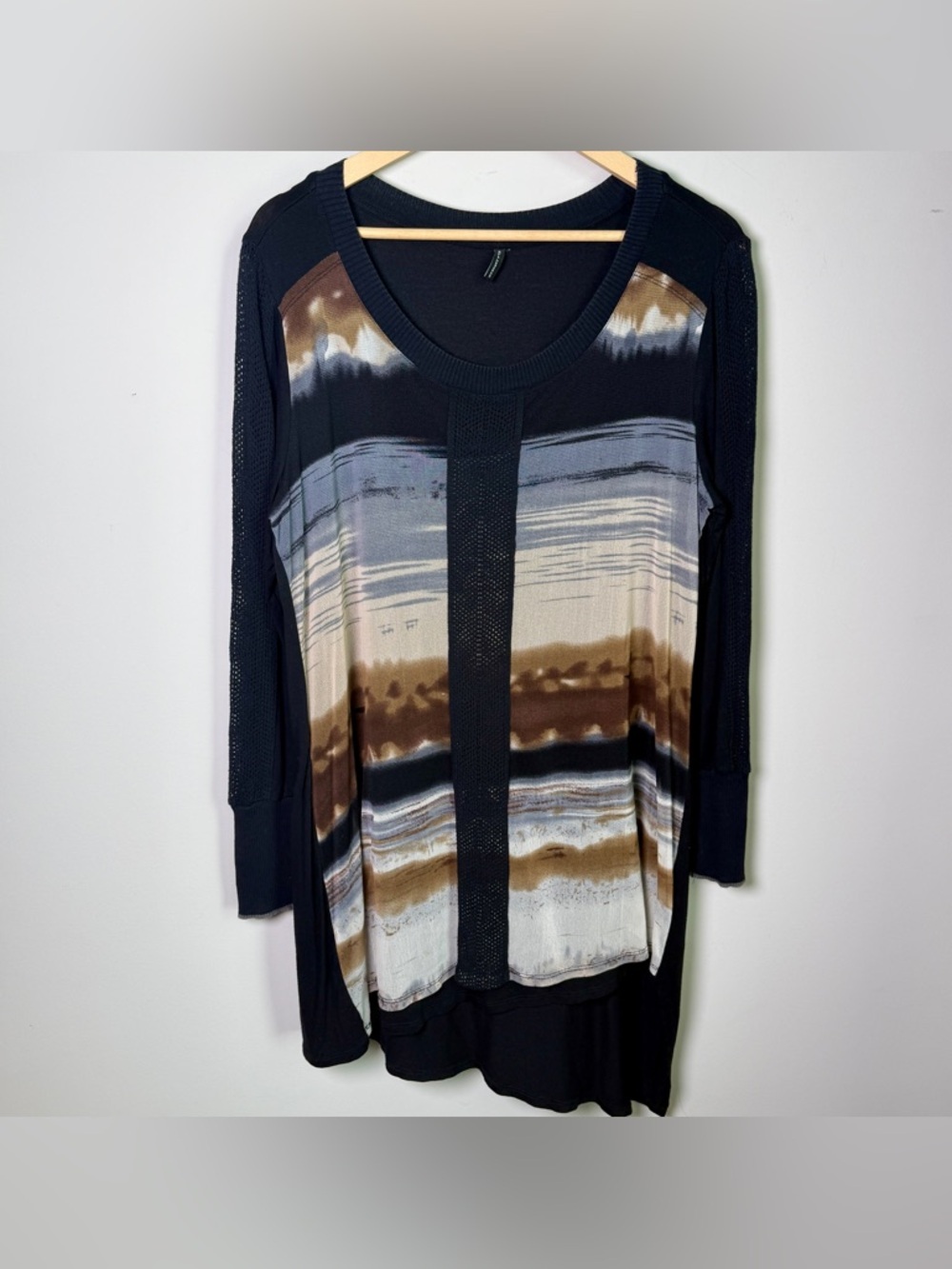 Stella Carakasi Vintage Y2K Lagenlook Mixed Media Tunic | Abstract Print | L/XL